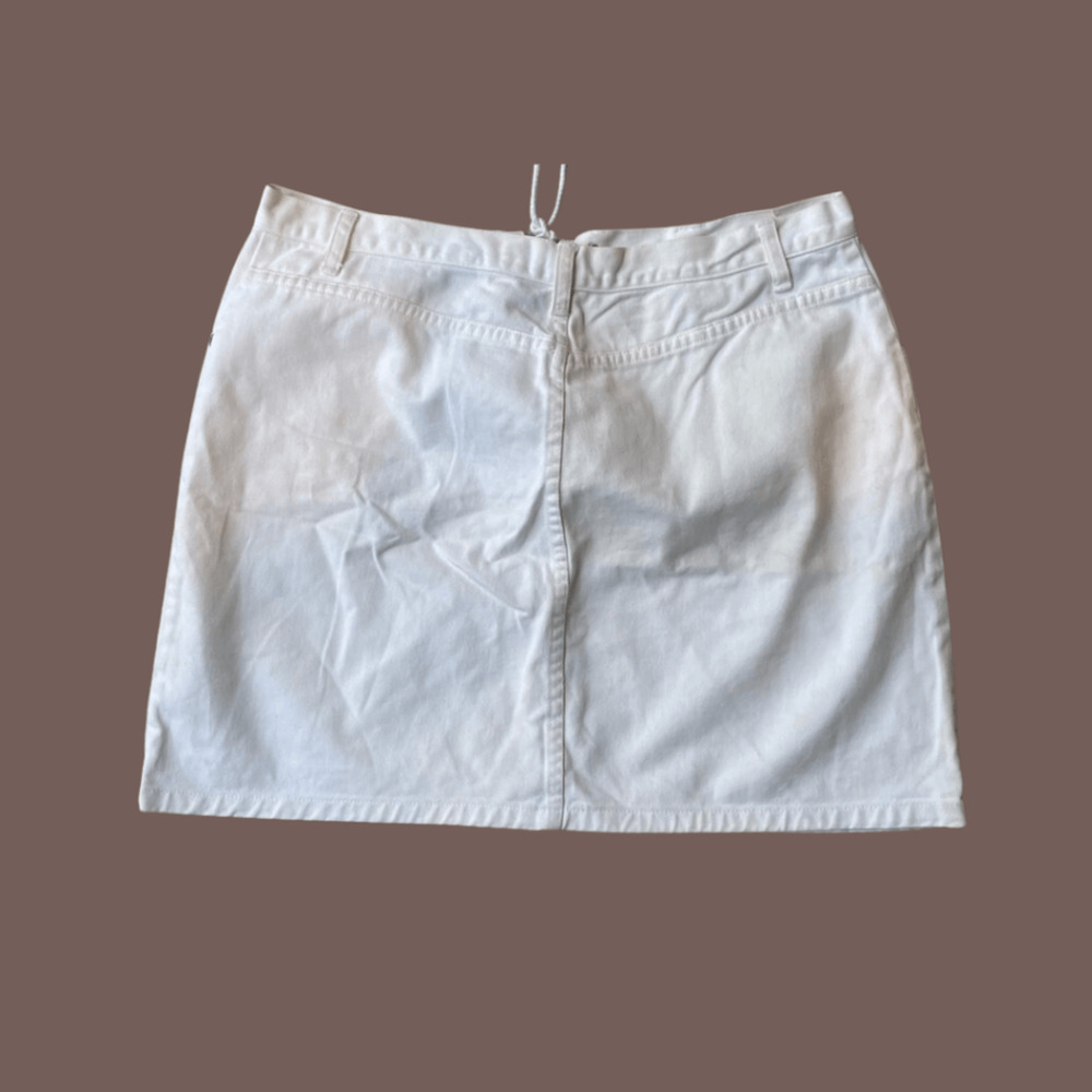 Limited Jeans Mini Skirt | White Lace-Up | Size 14 | Vintage